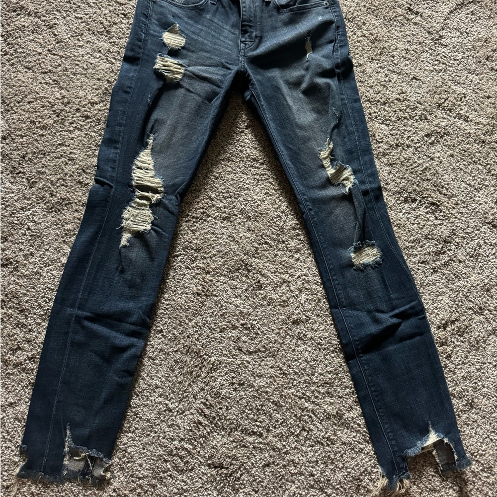 Express distressed cropped skinny jeans